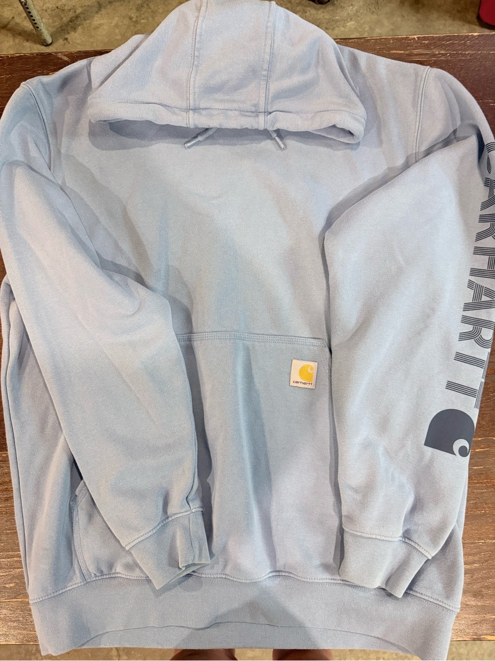 Carhartt Blue Pullover Hoodie with Chest Patch